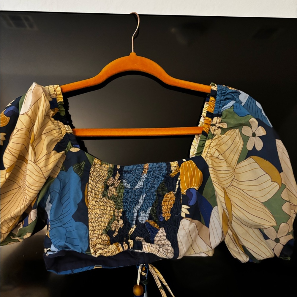 Farm Rio star tropical  short  blouse tropical crop top